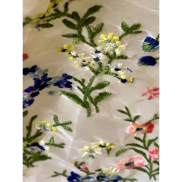 Vintage Embroidered Maxi Dress Pink Satin Bodice 60s Union Made S Mad Men era - Picture 5 of 17